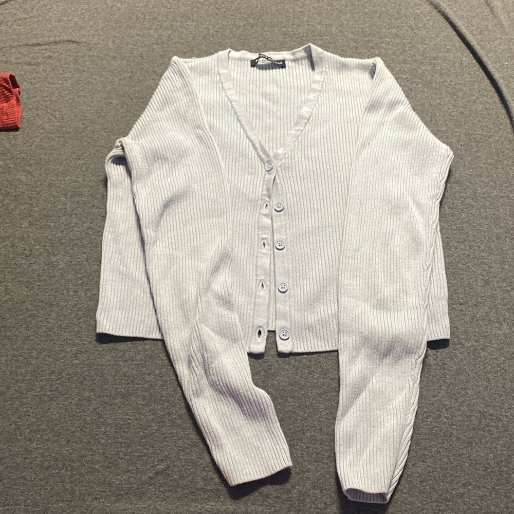 BRANDY MEVILLE Cream V Neck Button Down Sweater